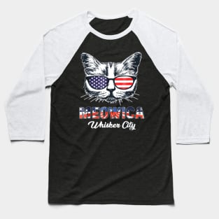 Meowica Patriot Whisker City Cat Baseball T-Shirt